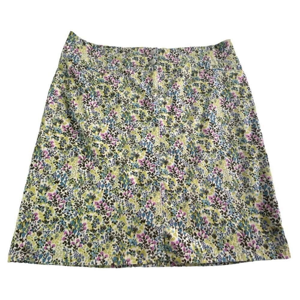 J JILL Women Pencil Skirt Live in Chino Floral Knee Length Sz 8‎ Multicolor 5-42